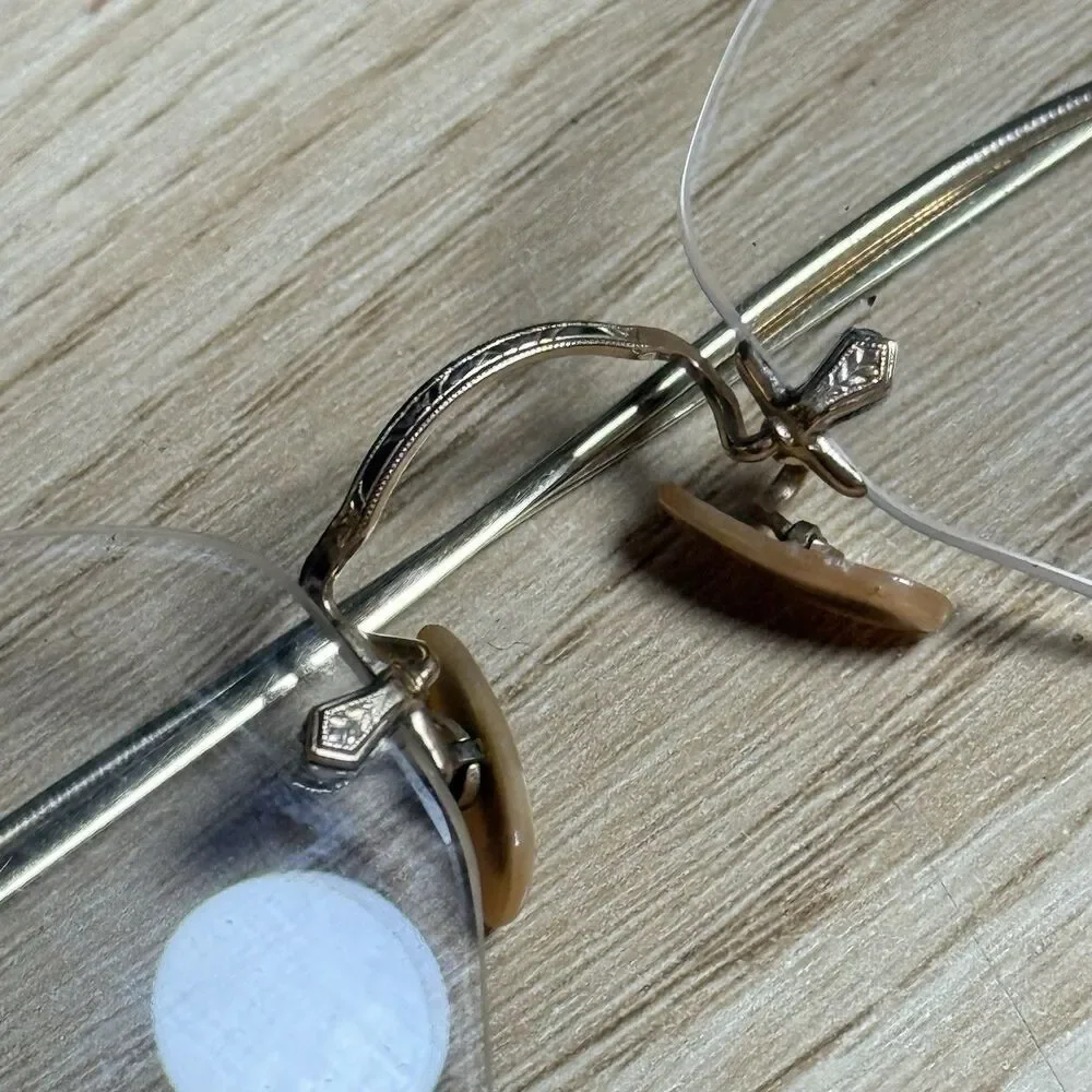 American Optical AO Numont Ful-vue B&L 1/10 12K GF Gold Hexagon Rimless Glasses